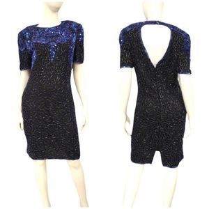 Vintage Silky Nites Beaded Cocktail Dress 10